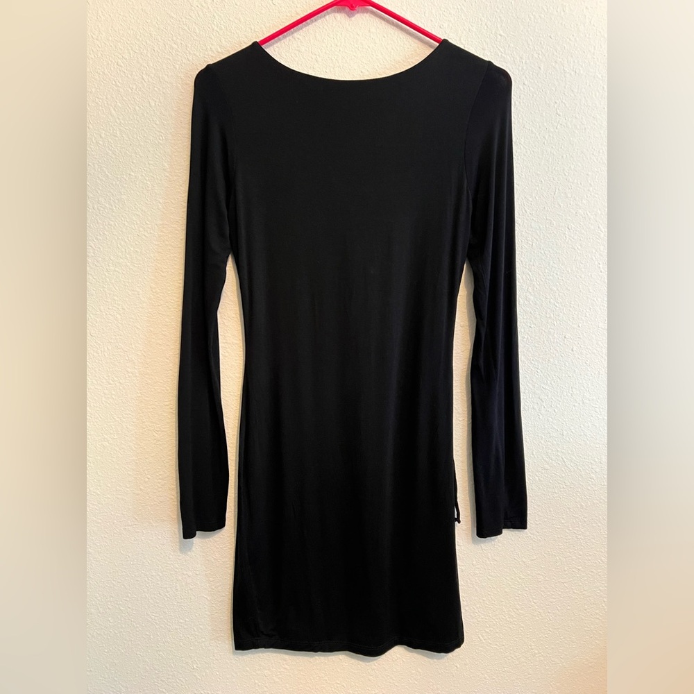 #1025 Lulu’s Laced Up All Night Black Lace-Up Dress Medium - Picture 4 of 5